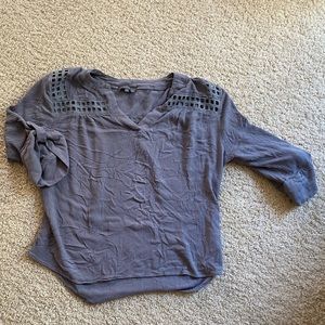 Blue shoulder detail blouse